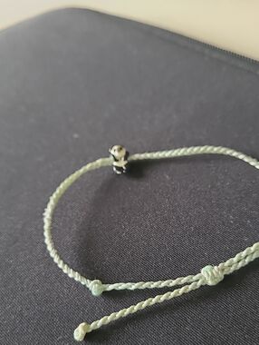 Adjustable Light Gray Braided Bracelet with Panda Charm